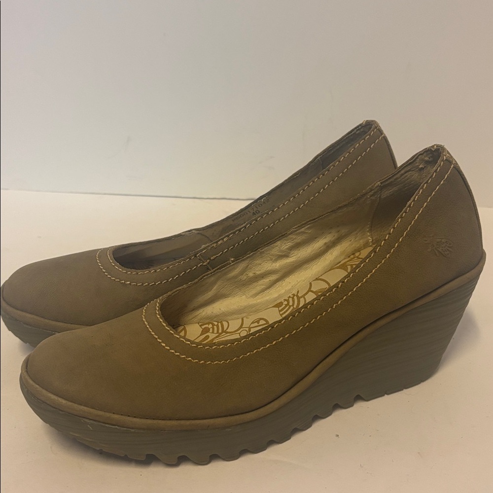 Fly London Women's Tan Wedge Shoes